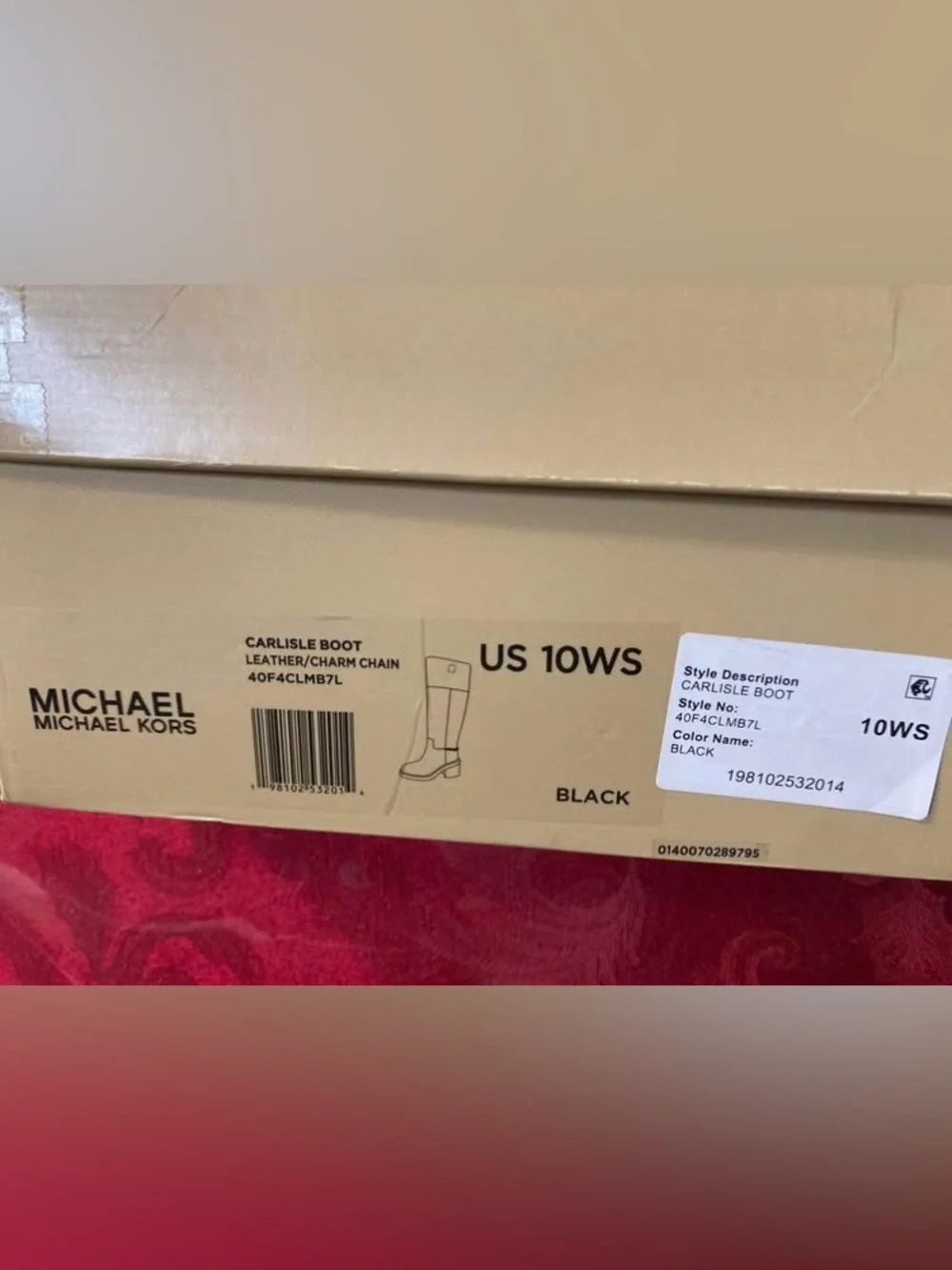 Michael Kors Black Knee-High Leather Rain Boots with Chain Detail